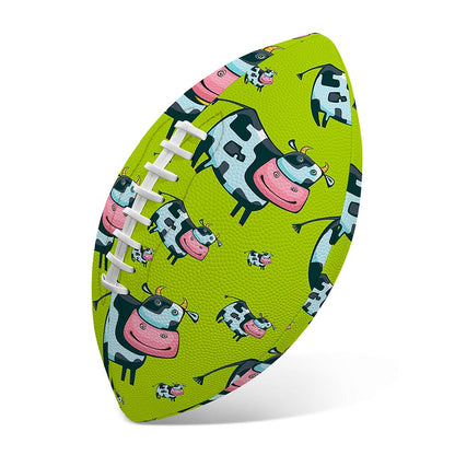 Cartoon Smiley Cow Pattern Print Rugby Ball
