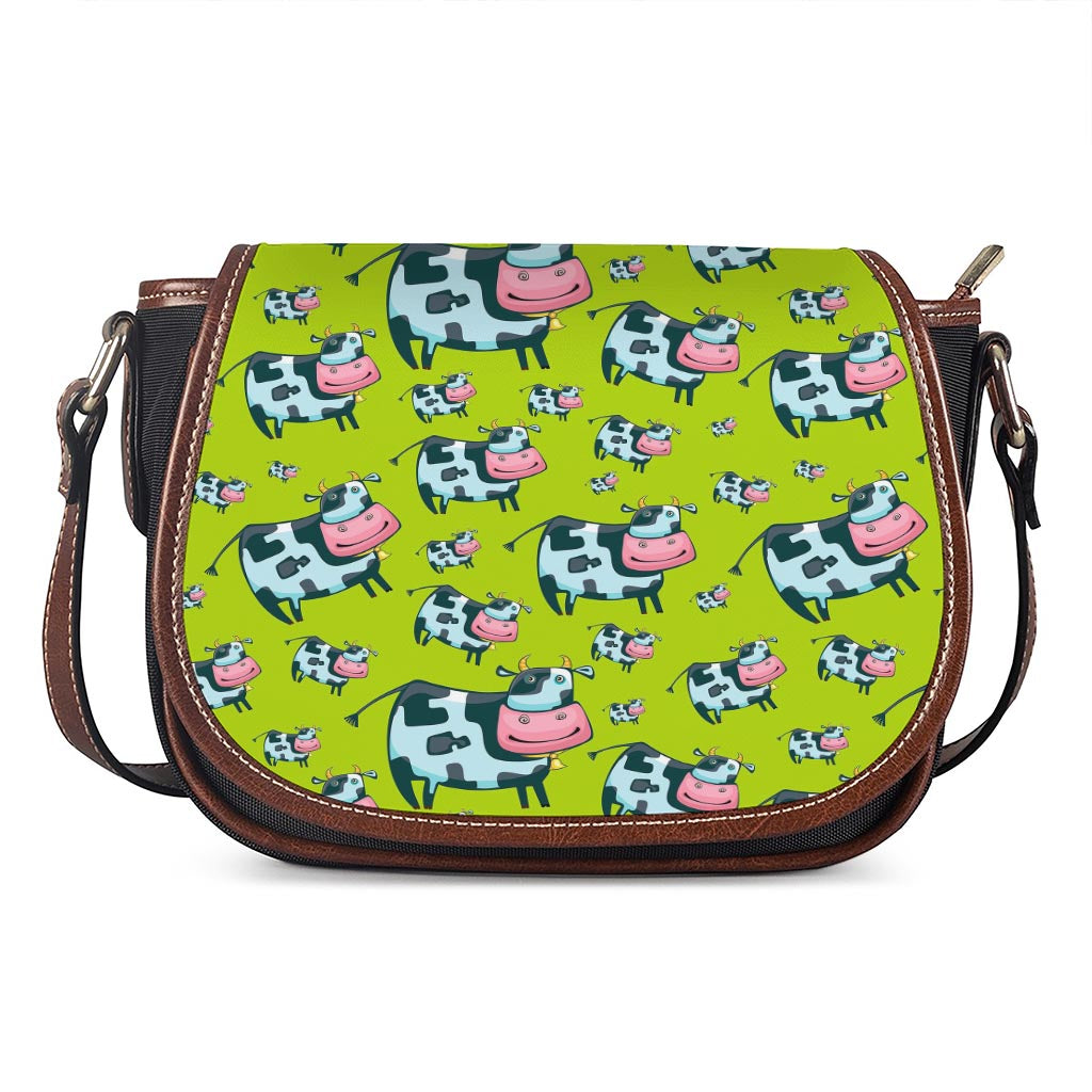 Cartoon Smiley Cow Pattern Print Saddle Bag