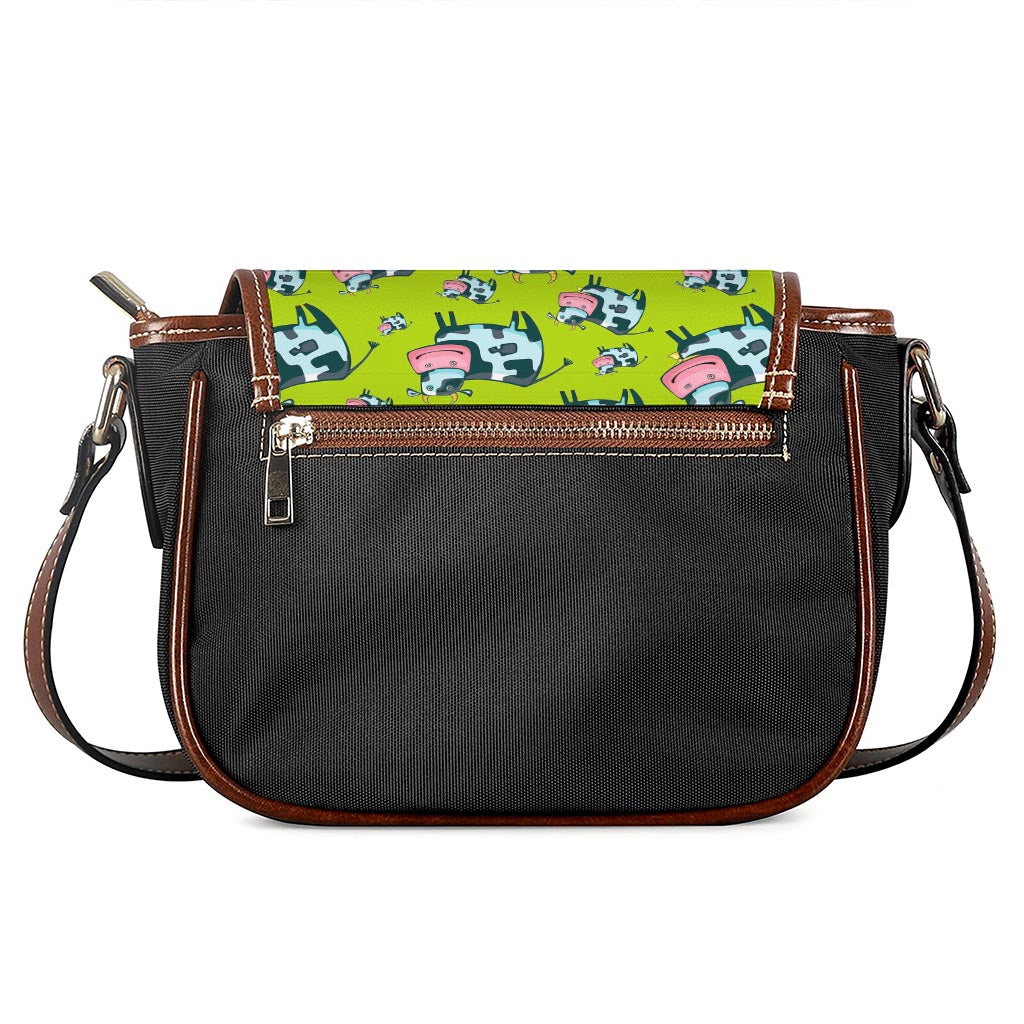 Cartoon Smiley Cow Pattern Print Saddle Bag