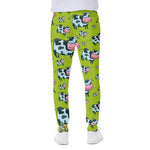 Cartoon Smiley Cow Pattern Print Scuba Joggers