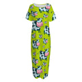 Cartoon Smiley Cow Pattern Print Short Sleeve Long Nightdress