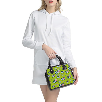 Cartoon Smiley Cow Pattern Print Shoulder Handbag