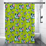 Cartoon Smiley Cow Pattern Print Shower Curtain