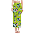 Cartoon Smiley Cow Pattern Print Side Slit Maxi Skirt