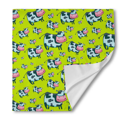 Cartoon Smiley Cow Pattern Print Silk Bandana