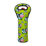 Cartoon Smiley Cow Pattern Print Single Neoprene Wine Tote