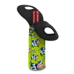 Cartoon Smiley Cow Pattern Print Single Neoprene Wine Tote