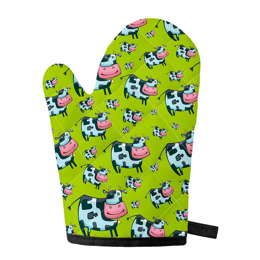 Cartoon Smiley Cow Pattern Print Single Oven Mitt