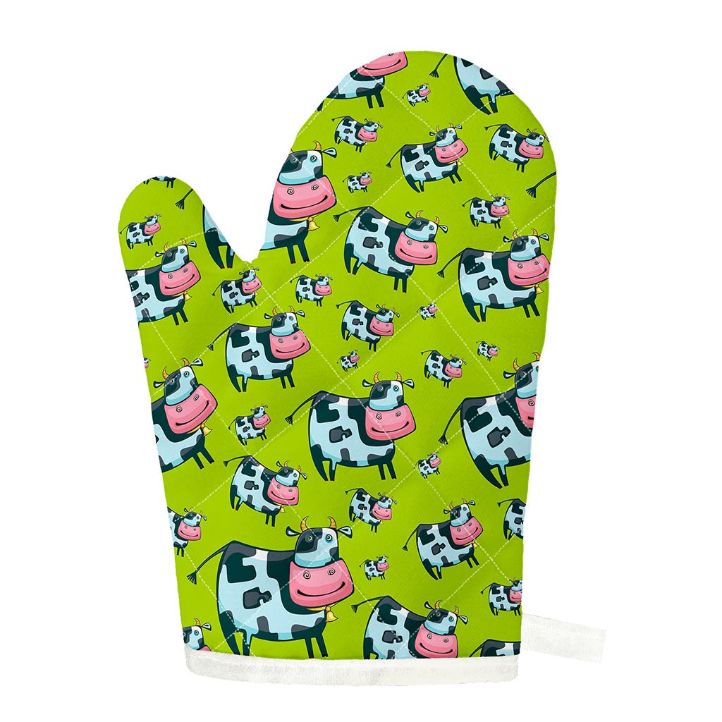 Cartoon Smiley Cow Pattern Print Single Oven Mitt