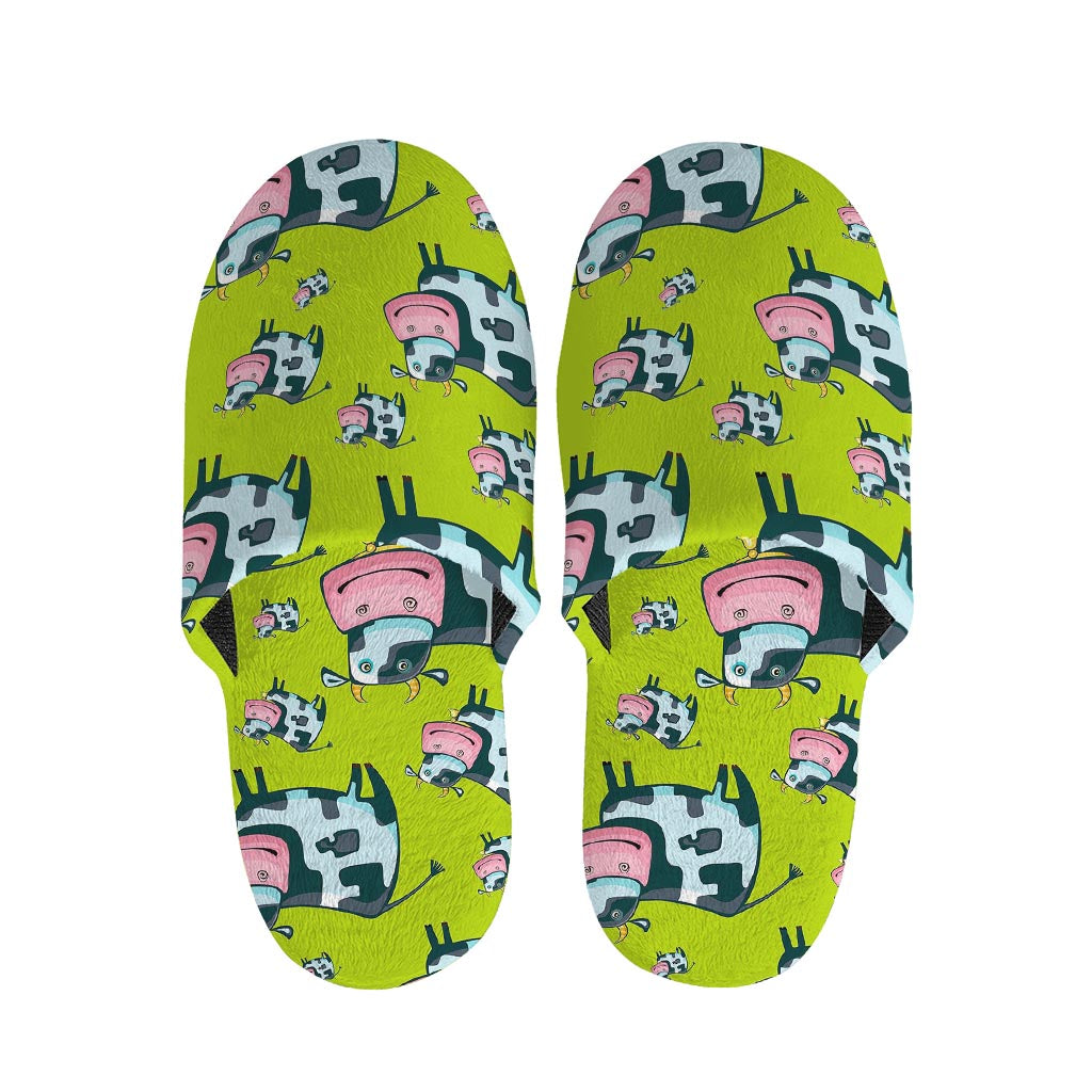 Cartoon Smiley Cow Pattern Print Slippers