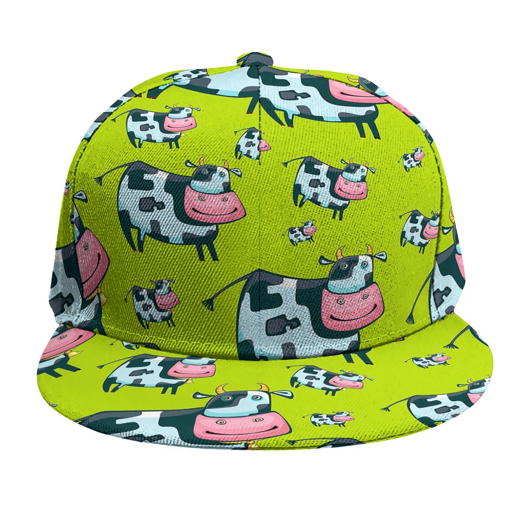 Cartoon Smiley Cow Pattern Print Snapback Cap