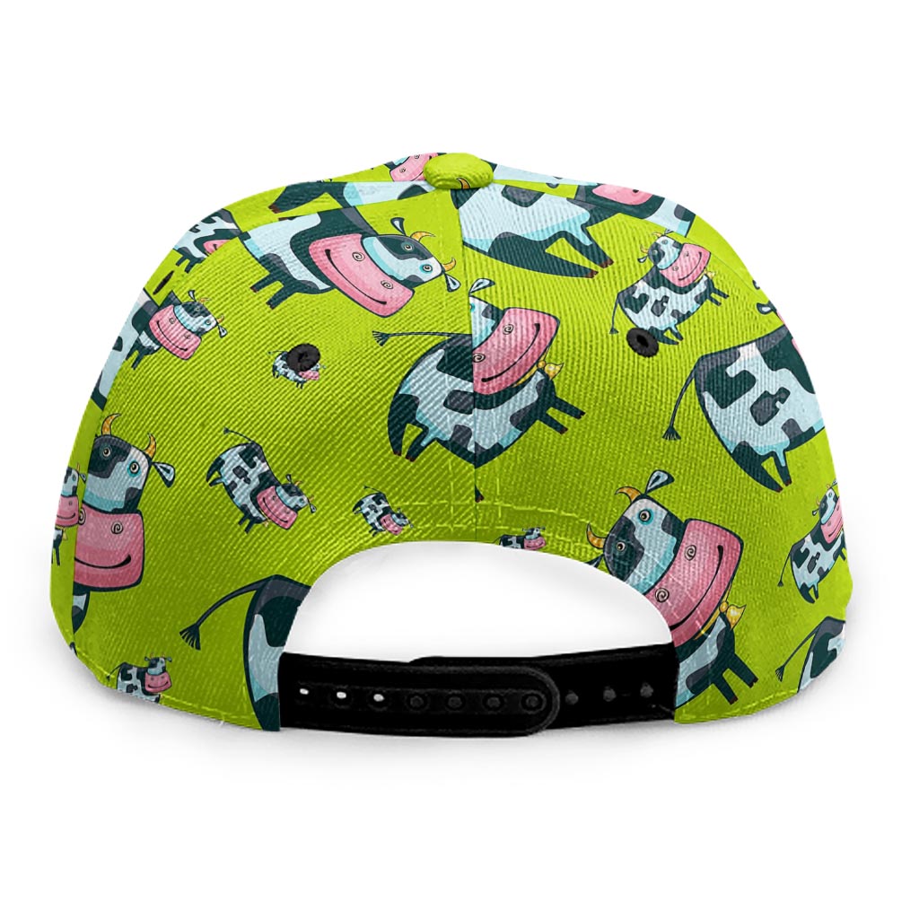 Cartoon Smiley Cow Pattern Print Snapback Cap