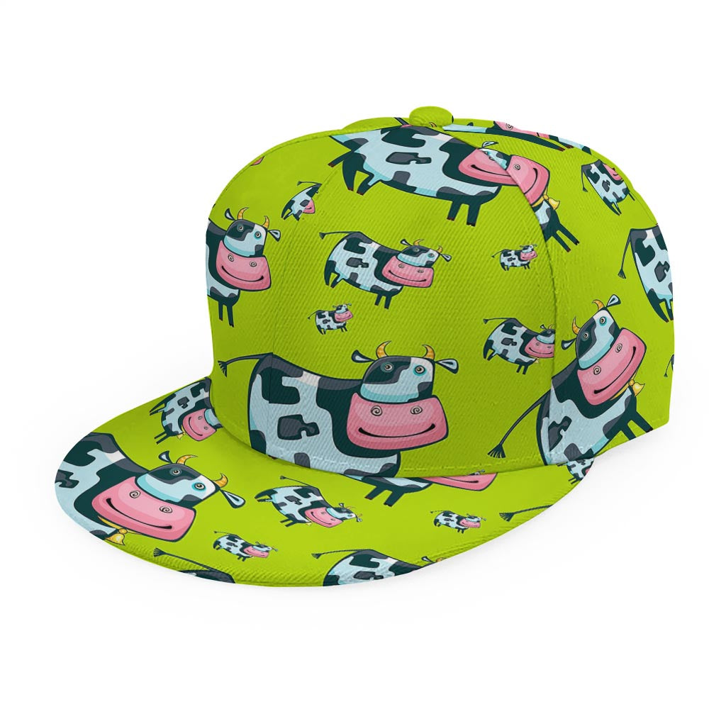 Cartoon Smiley Cow Pattern Print Snapback Cap