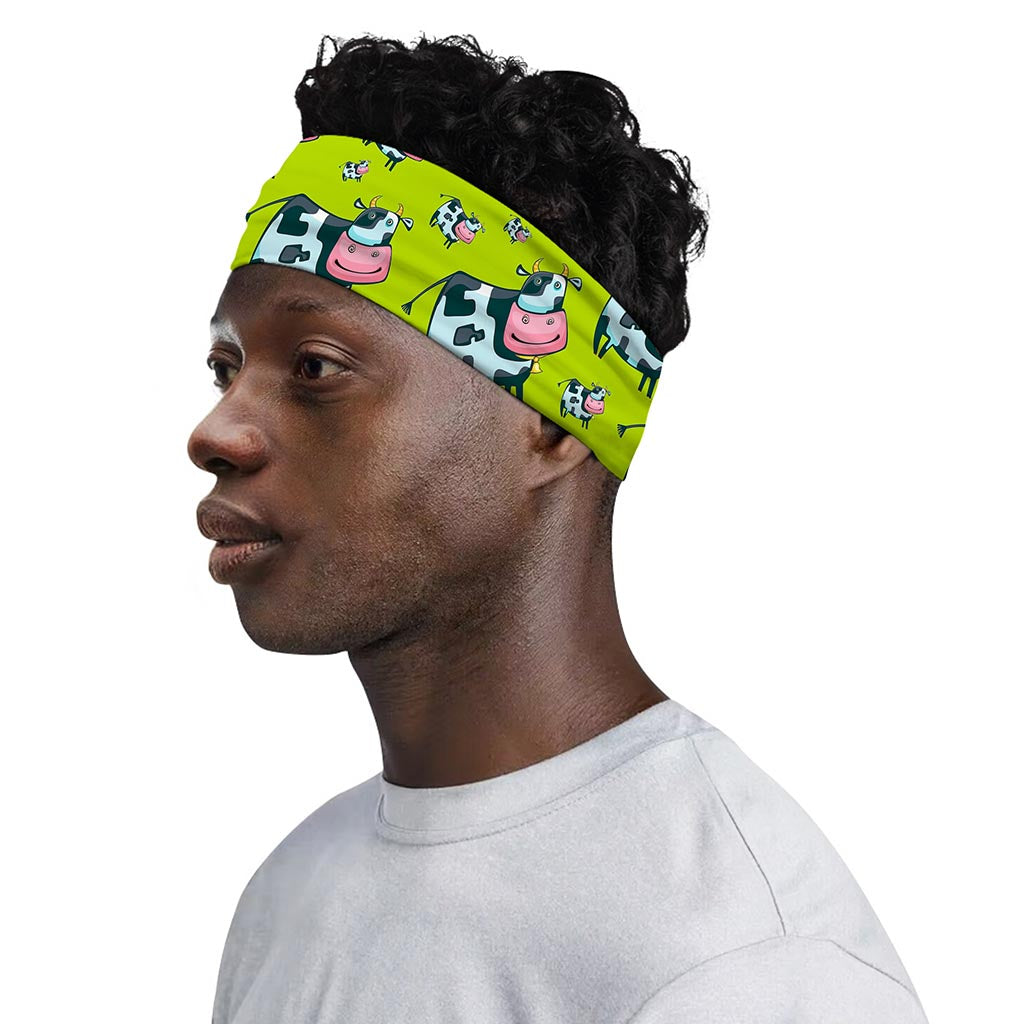 Cartoon Smiley Cow Pattern Print Sports Headband