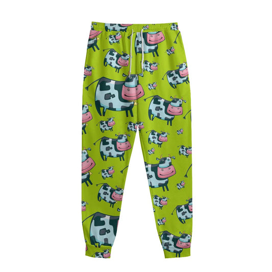 Cartoon Smiley Cow Pattern Print Sweatpants