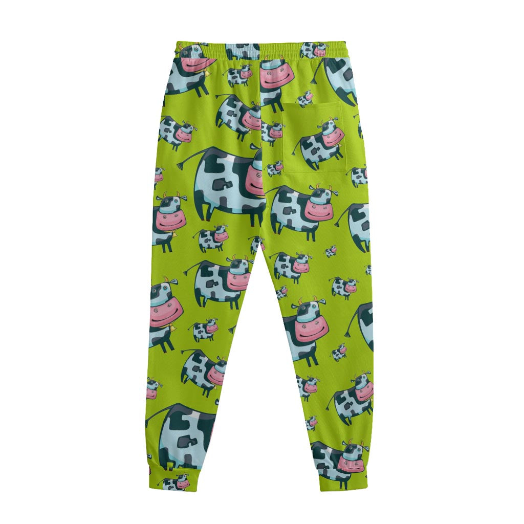 Cartoon Smiley Cow Pattern Print Sweatpants