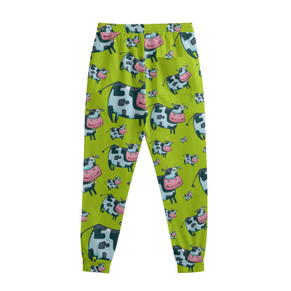 Cartoon Smiley Cow Pattern Print Sweatpants