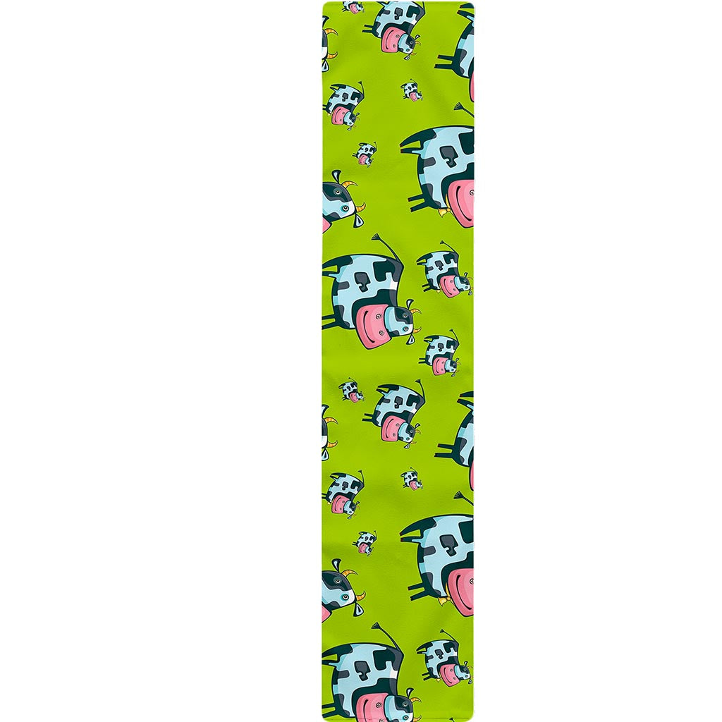 Cartoon Smiley Cow Pattern Print Table Runner