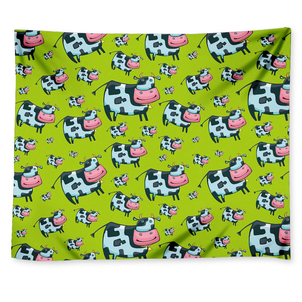 Cartoon Smiley Cow Pattern Print Tapestry