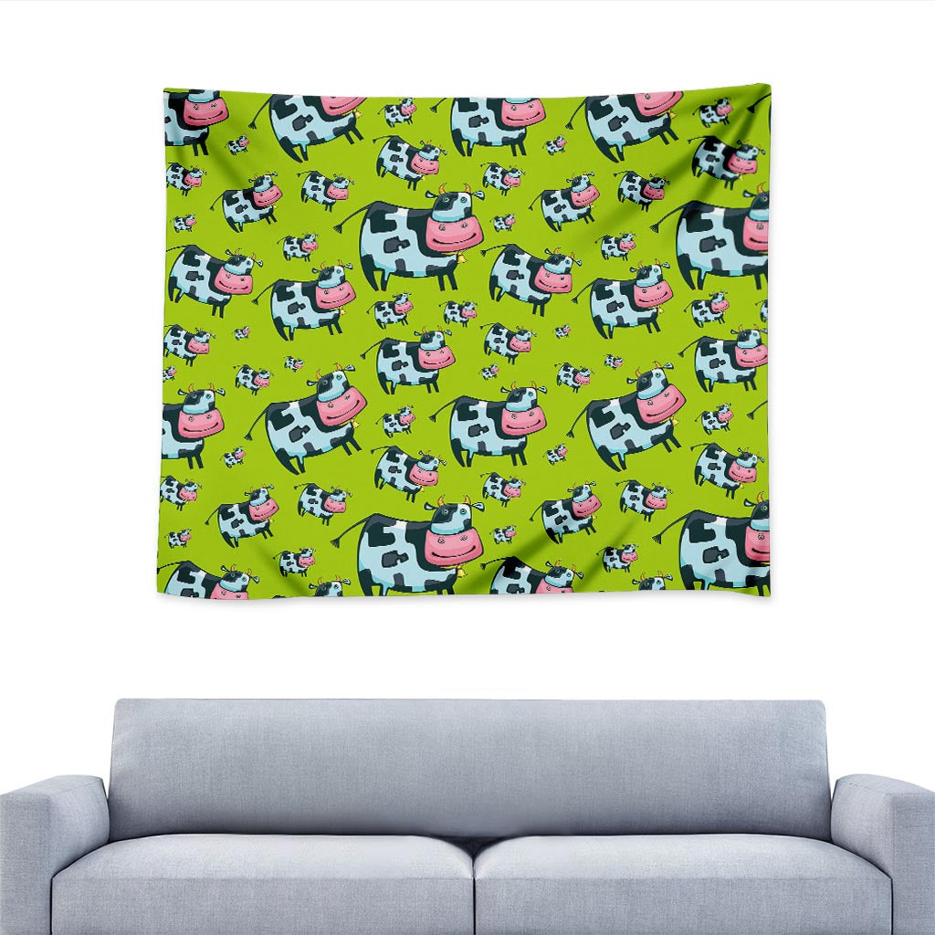 Cartoon Smiley Cow Pattern Print Tapestry