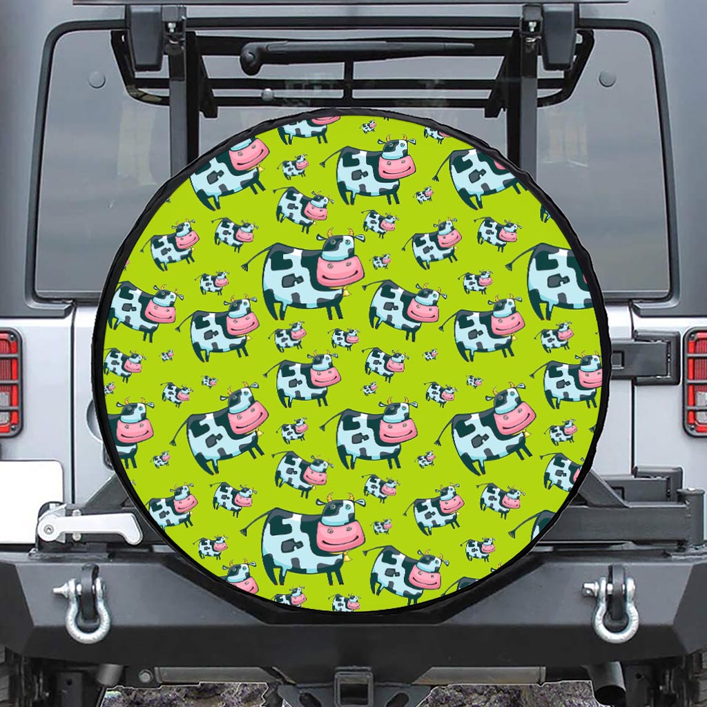 Cartoon Smiley Cow Pattern Print Tire Cover