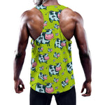 Cartoon Smiley Cow Pattern Print Training Tank Top