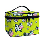 Cartoon Smiley Cow Pattern Print Travel Makeup Bag