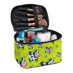 Cartoon Smiley Cow Pattern Print Travel Makeup Bag