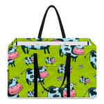 Cartoon Smiley Cow Pattern Print Utility Tote Bag