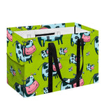 Cartoon Smiley Cow Pattern Print Utility Tote Bag