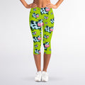 Cartoon Smiley Cow Pattern Print Women's Capri Leggings