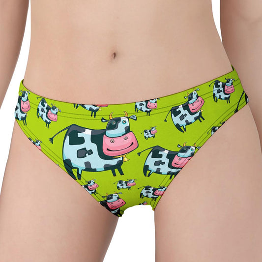 Cartoon Smiley Cow Pattern Print Women's Panties