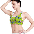 Cartoon Smiley Cow Pattern Print Women's Sports Bra
