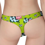 Cartoon Smiley Cow Pattern Print Women's Thong
