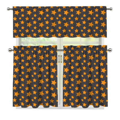 Cartoon Star Pattern Print 3 Piece Kitchen Curtains