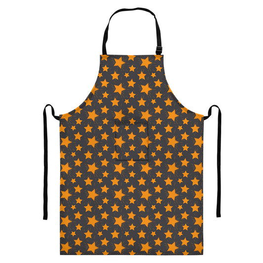 Cartoon Star Pattern Print Bib Apron With Pocket