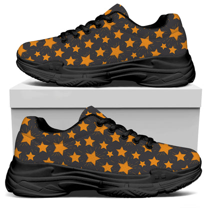 Cartoon Star Pattern Print Black Chunky Shoes