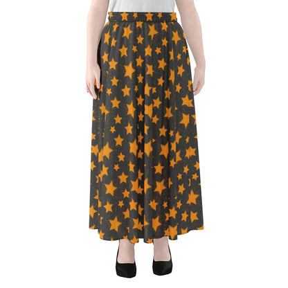 Cartoon Star Pattern Print Chiffon Maxi Skirt
