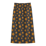 Cartoon Star Pattern Print Cotton Front Slit Maxi Skirt