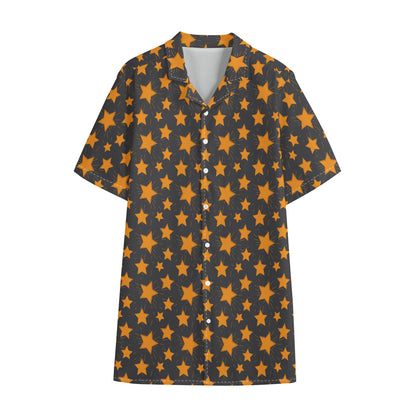 Cartoon Star Pattern Print Cotton Hawaiian Shirt