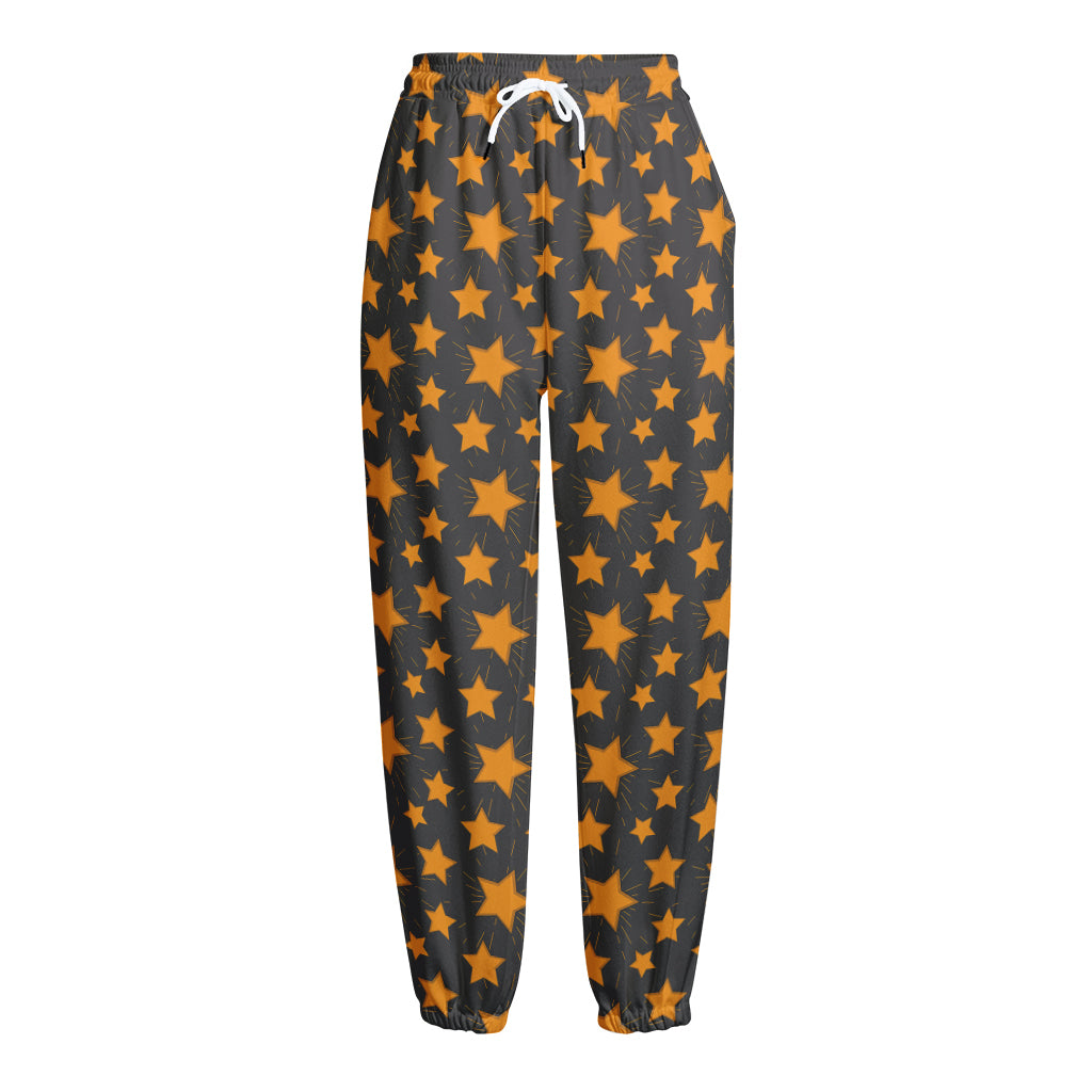 Cartoon Star Pattern Print Fleece Lined Knit Pants