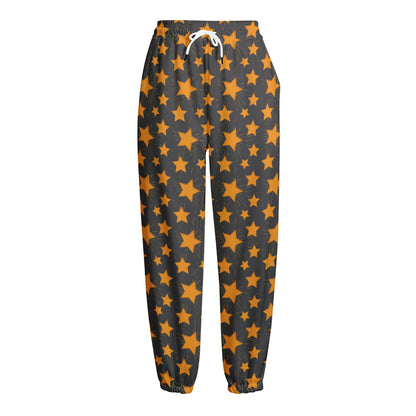 Cartoon Star Pattern Print Fleece Lined Knit Pants