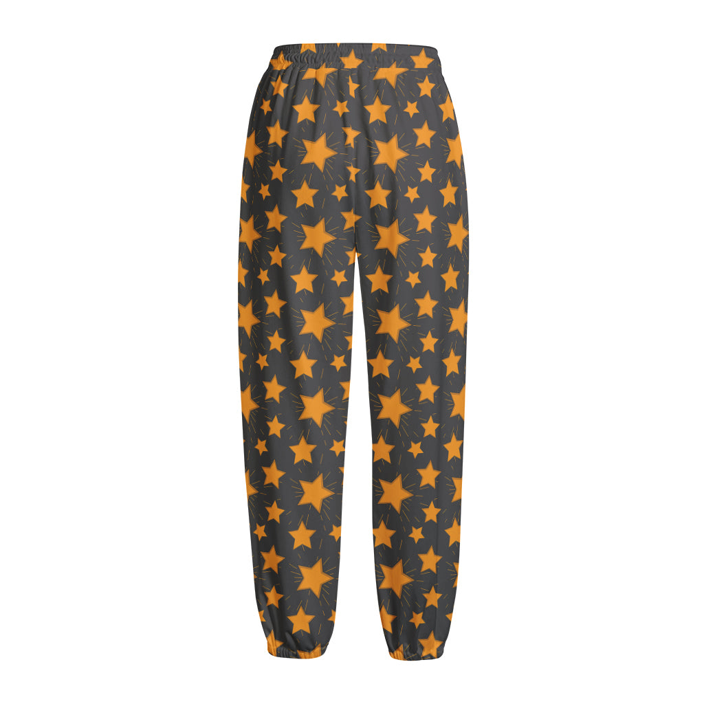 Cartoon Star Pattern Print Fleece Lined Knit Pants