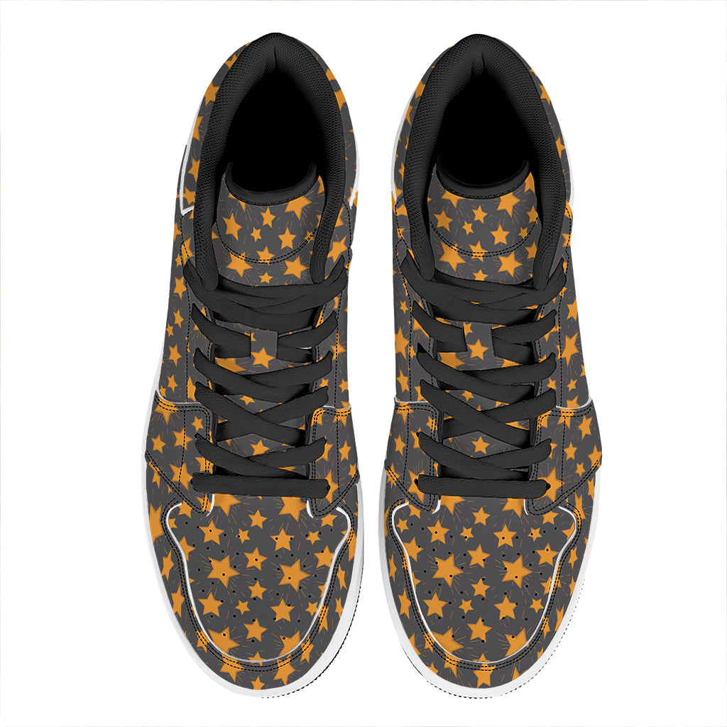 Cartoon Star Pattern Print High Top Leather Sneakers