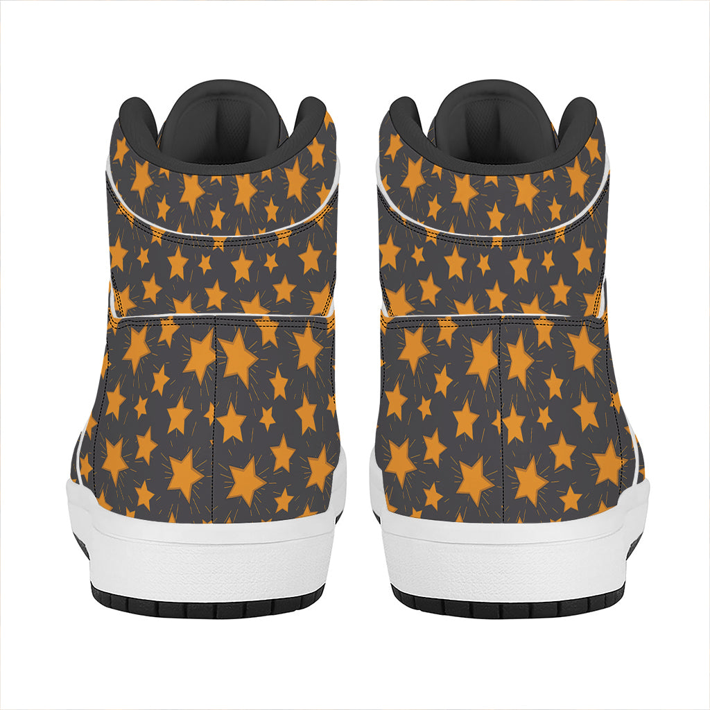 Cartoon Star Pattern Print High Top Leather Sneakers