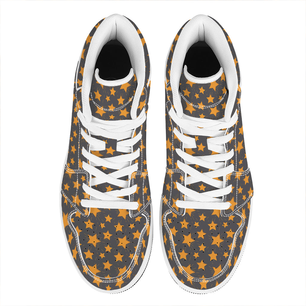 Cartoon Star Pattern Print High Top Leather Sneakers