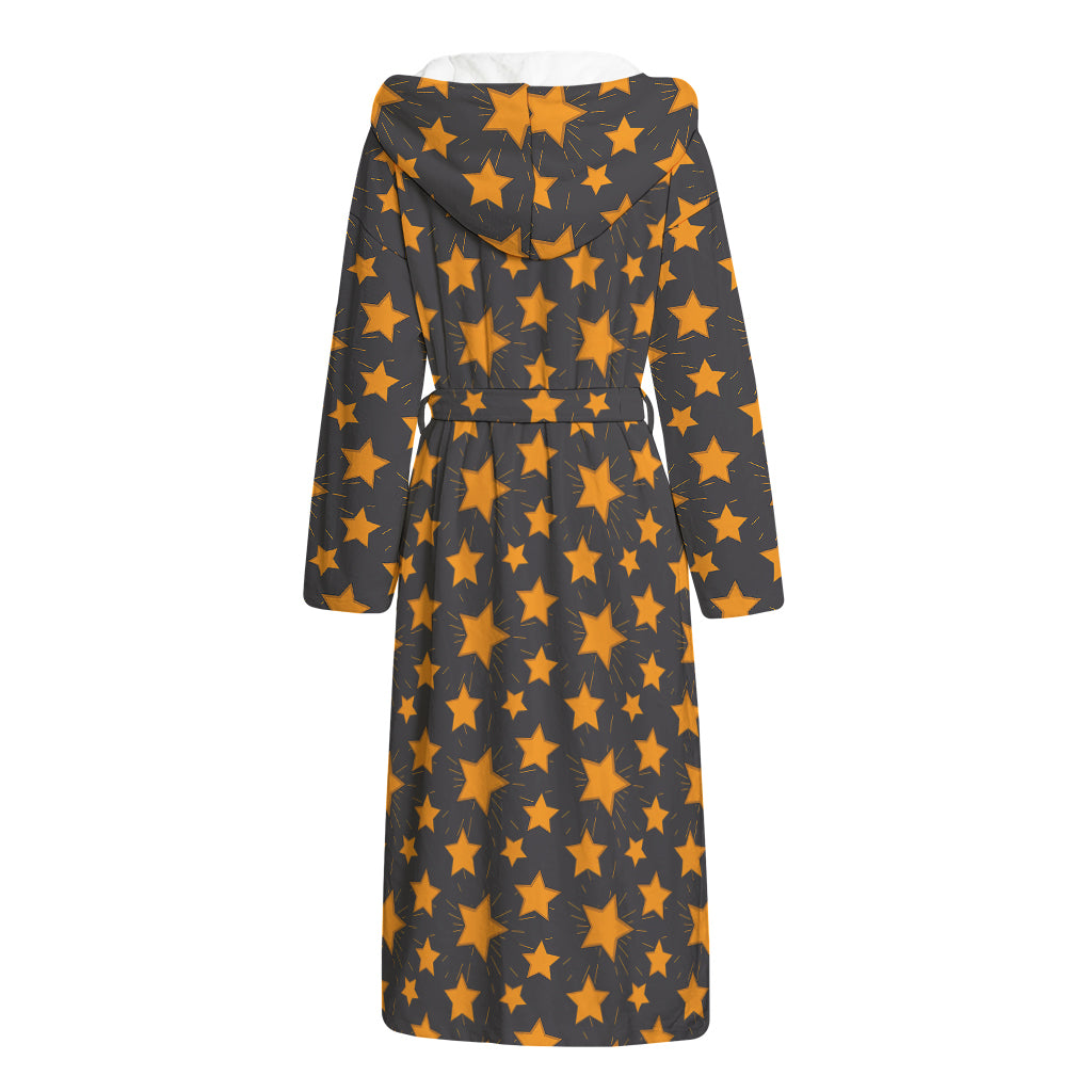 Cartoon Star Pattern Print Hooded Bathrobe