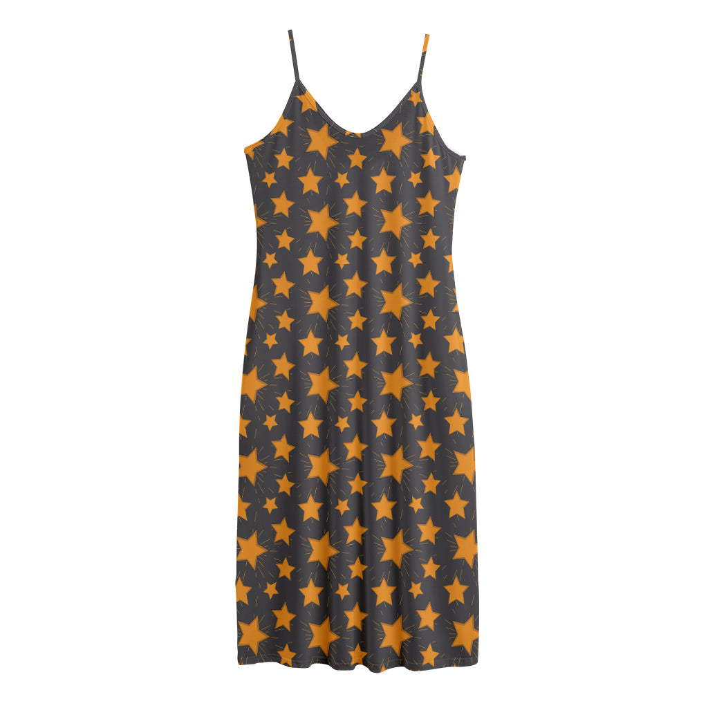 Cartoon Star Pattern Print Jersey Midi Cami Dress