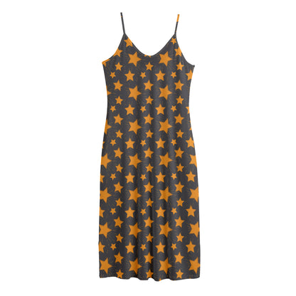Cartoon Star Pattern Print Jersey Midi Cami Dress