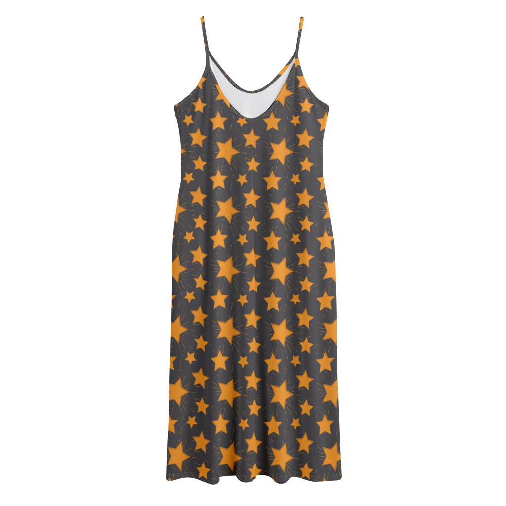 Cartoon Star Pattern Print Jersey Midi Cami Dress
